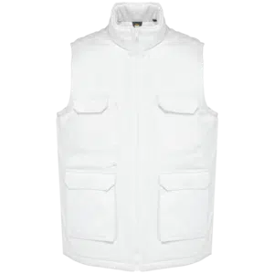 WK. Designed To Work Gewatteerde uniseks bodywarmer van polykatoen multizakken in White